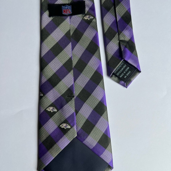 NFL Baltimore Ravens Woven Check Plaid Pattern Tie - Picture 4 of 5